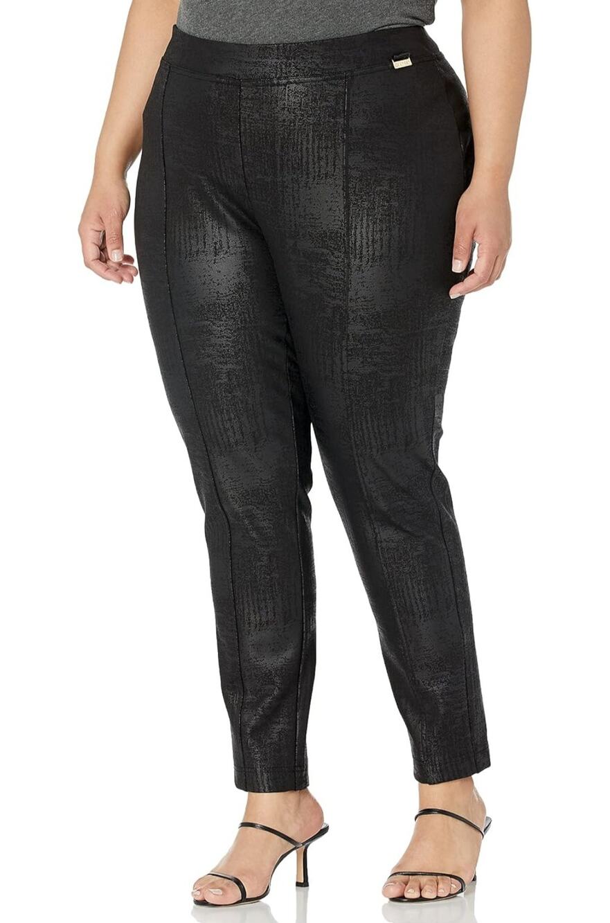 Calvin Klein Black Embossed Ponte Leggings Sz IX